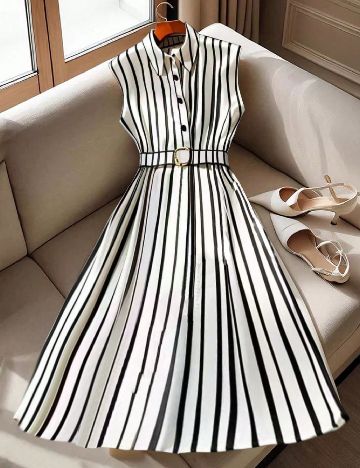 Rochie lunga SHEIN, alb/negru