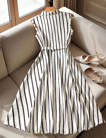 Rochie lunga SHEIN, alb/negru