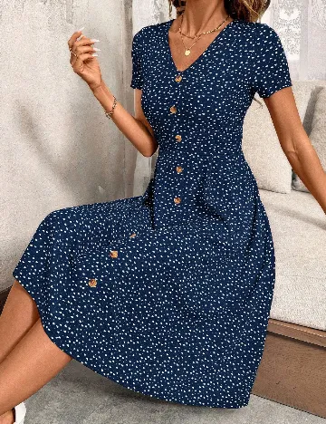 Rochie medie SHEIN, albastru/alb Albastru
