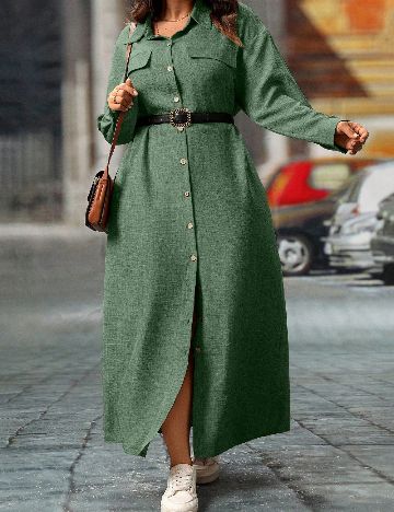 Rochie lunga SHEIN CURVE, verde deschis