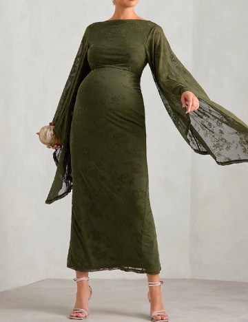 Rochie lunga SHEIN Maternity, verde