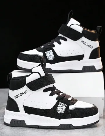 Adidasi Shein Kids, alb/negru Alb