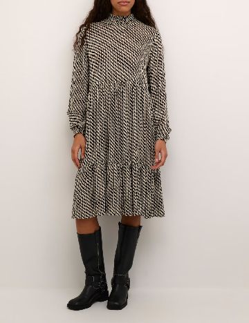 Rochie medie Kaffe, alb/negru