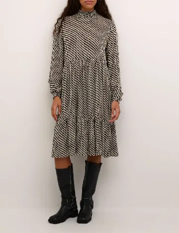 Rochie medie Kaffe, alb/negru Negru