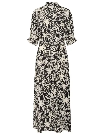Rochie lunga Kaffe, alb/negru Negru