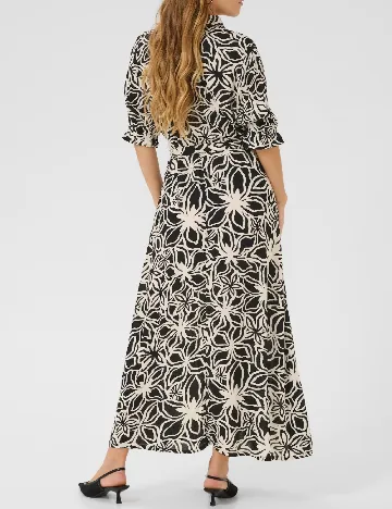 Rochie lunga Kaffe, alb/negru Negru