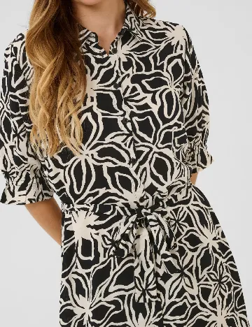 Rochie lunga Kaffe, alb/negru Negru