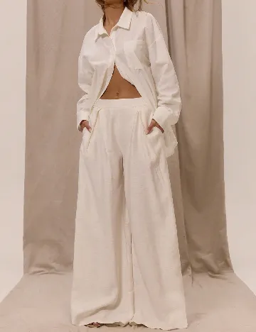 Pantaloni Musera, ecru Alb