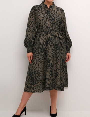 Rochie medie Kaffe Curve, maro/negru