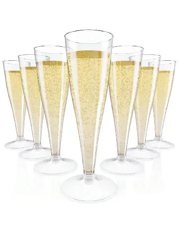 Set pahare din plastic pentru sampanie SHEIN, transparent Alb