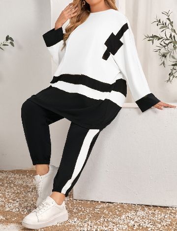 Compleu SHEIN CURVE, alb/negru