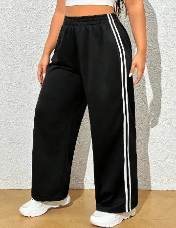 Pantaloni SHEIN CURVE, negru/alb Negru