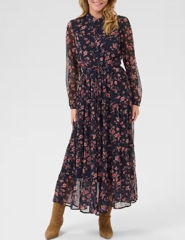 Rochie lunga Cream, floral print