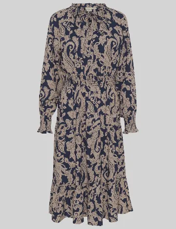Rochie medie Cream, bej/bleumarin Crem