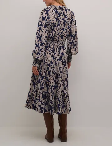 Rochie medie Cream, bej/bleumarin Crem