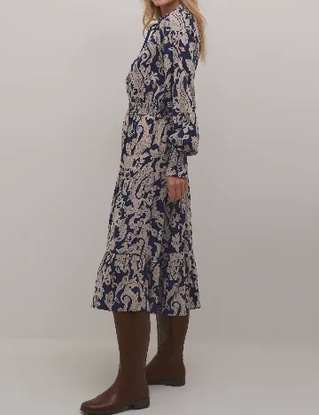 Rochie medie Cream, bej/bleumarin Crem