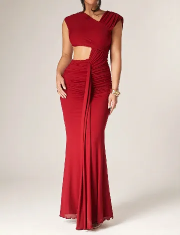 Rochie lunga Silquee, visiniu Rosu