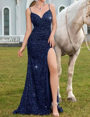 Rochie lunga ADYCE, bleumarin Albastru