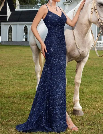 Rochie lunga ADYCE, bleumarin Albastru