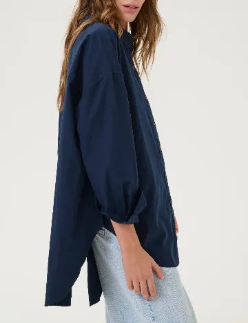 Camasa Oversize My Essential Wardrobe, bleumarin Albastru