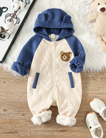 Salopeta Shein Kids, albastru/crem