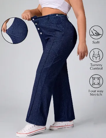 Pantaloni SHEIN CURVE, albastru Albastru