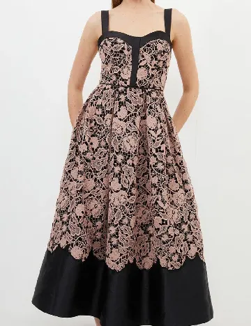 Rochie lunga Karen Millen, negru/roz pudra Roz