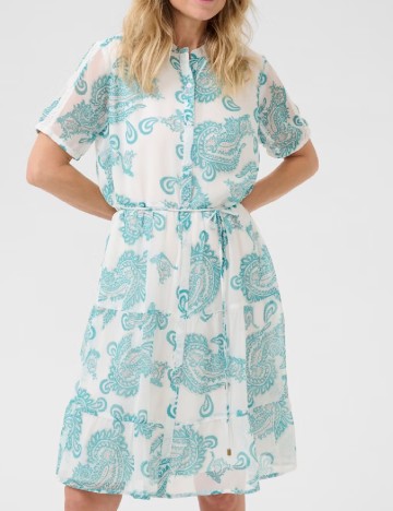 Rochie scurta Cream, alb/verde