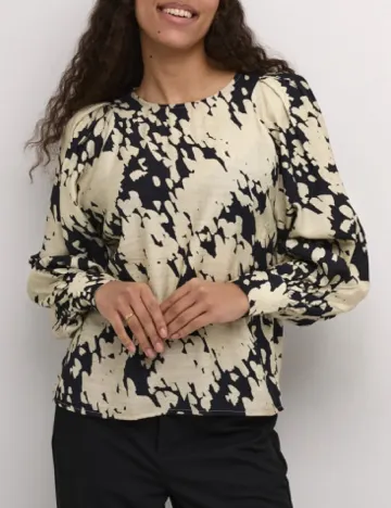 Bluza Kaffe, crem/negru Crem