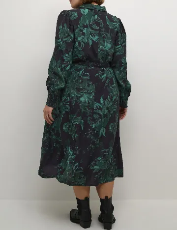 Rochie medie Kaffe Curve, negru/verde Verde