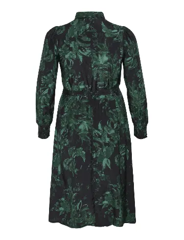 Rochie medie Kaffe Curve, negru/verde Verde
