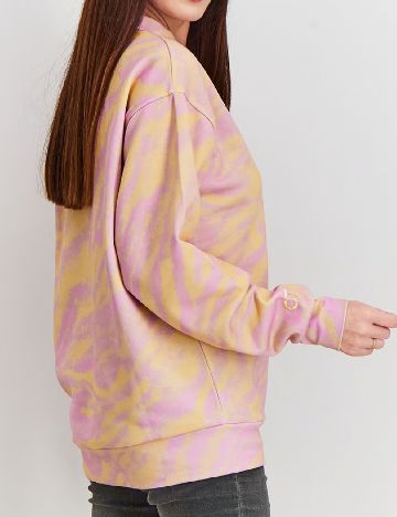 Bluza Crooked Tongues, roz/galben