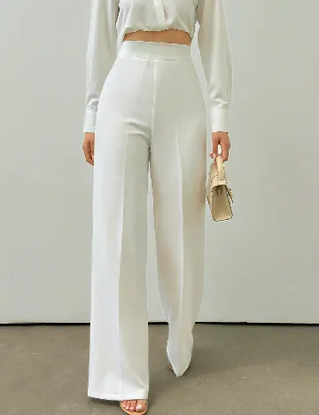 Pantaloni SHEIN, ecru Alb
