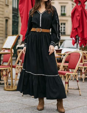 Rochie lunga Cream, negru