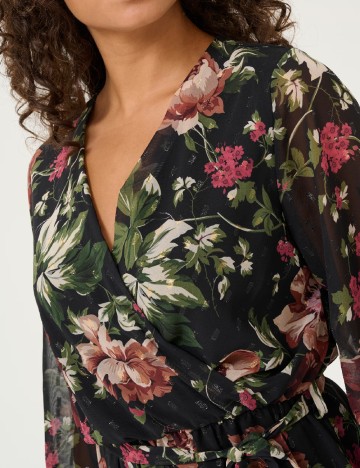 Rochie medie Cream, floral print