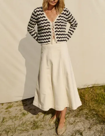 Bluza Part Two, crem/negru Crem