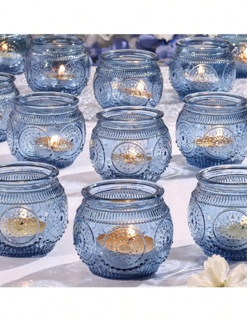 Set suporturi lumanari 6 bucati SHEIN, albastru