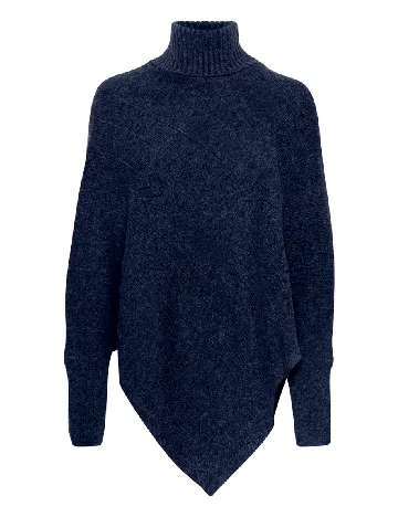 Poncho Cream, bleumarin Albastru