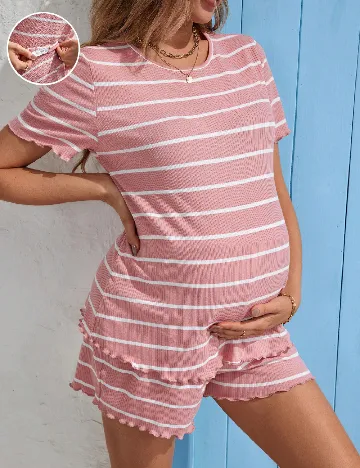 Pijama SHEIN Maternity, roz Roz
