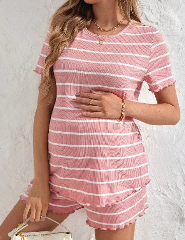 Pijama SHEIN Maternity, roz Roz