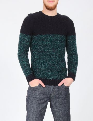 Pulover Bershka, bleumarin/verde