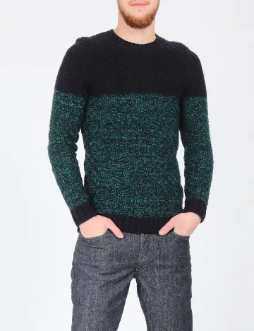 Pulover Bershka, bleumarin/verde Albastru