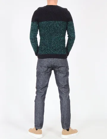 Pulover Bershka, bleumarin/verde Albastru