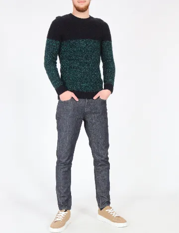 Pulover Bershka, bleumarin/verde Albastru