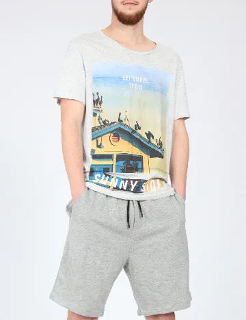 Tricou Bershka, gri Gri