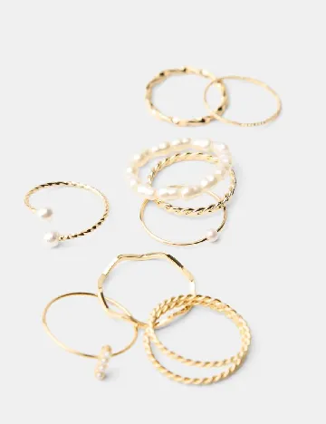 Set Inele 9 bucati Bershka, auriu Galben