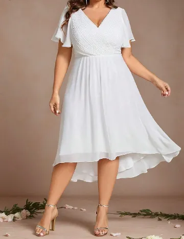 Rochie medie Ever-Pretty Plus Size, alb Alb
