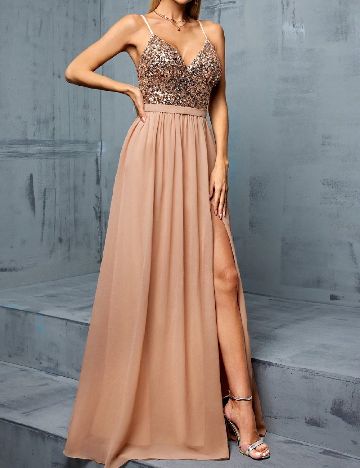 Rochie lunga Mgiacy, maro deschis