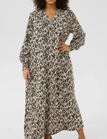 Rochie lunga Kaffe Curve, negru/crem Crem