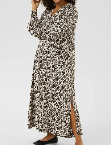 Rochie lunga Kaffe Curve, negru/crem Crem
